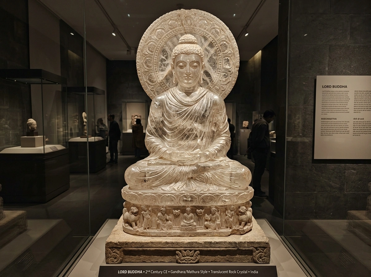 Ancient Gandhara Lord Buddha Crystal Statue