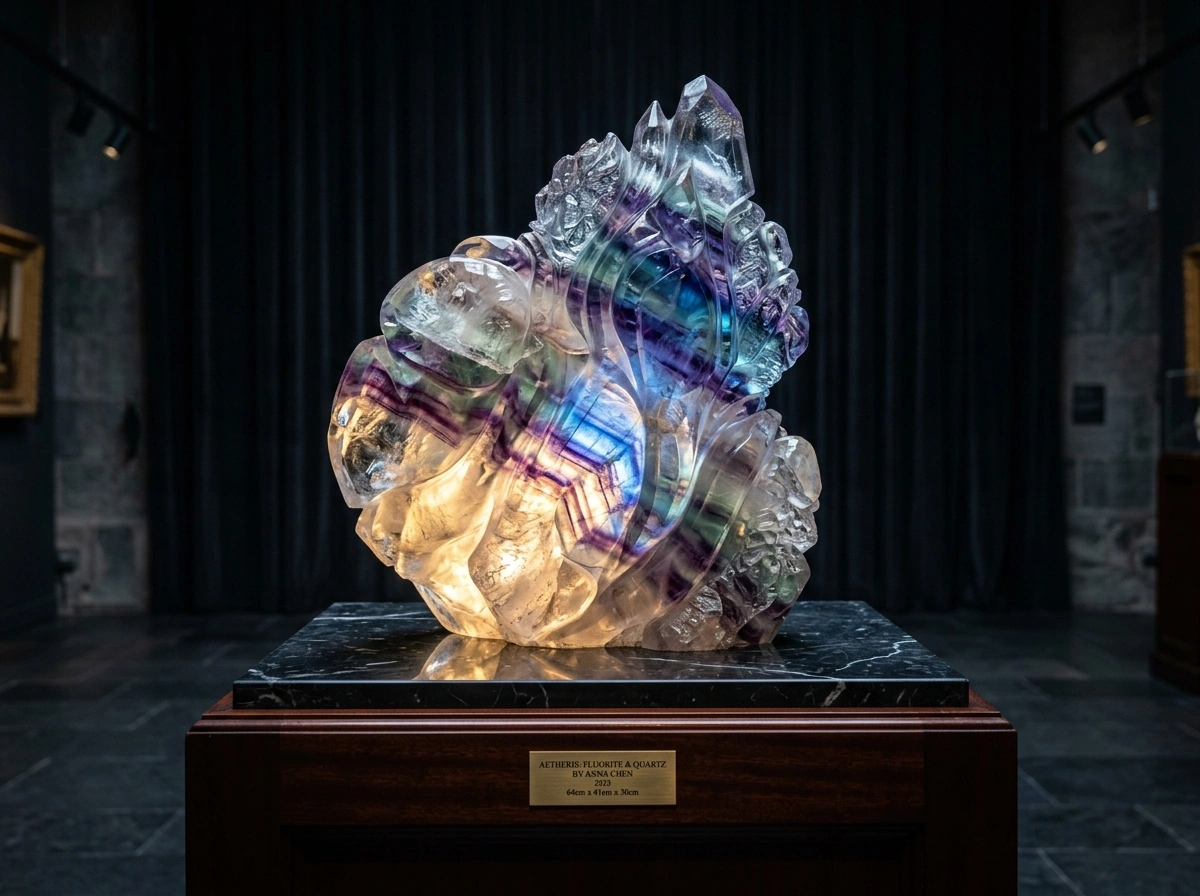 Golden Calcite Glowing Sculpture