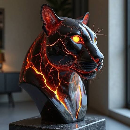 Glowing Obsidian Panther Head