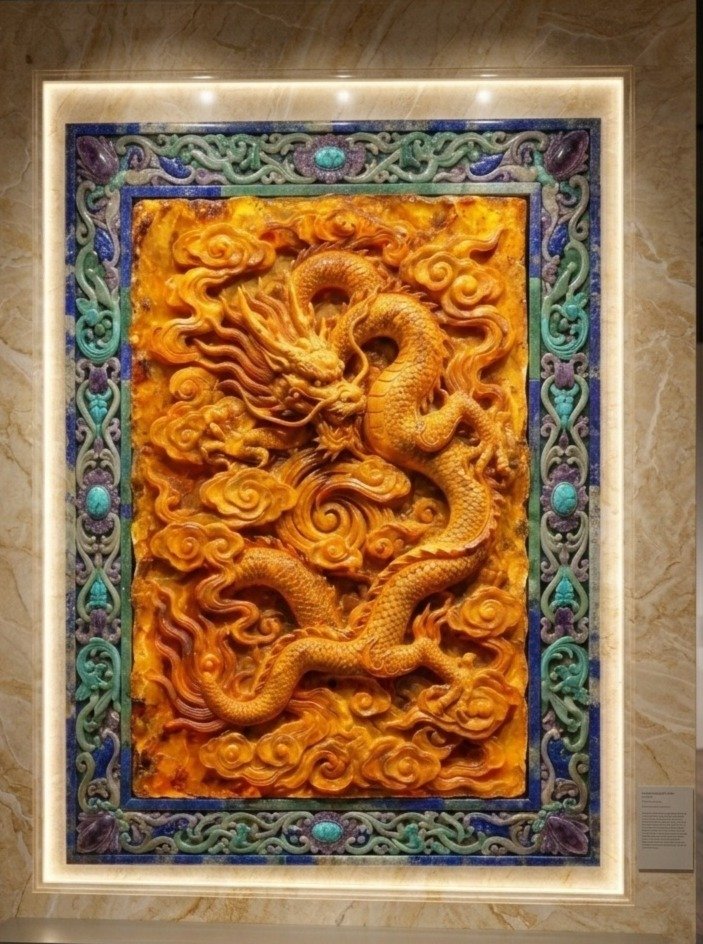 The Imperial Amber Dragon Bas-Relief Mural